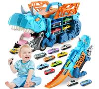 Pardofelis Transportador de Autos Dinosaurios con 10 Metal Coches, Camión para Niños 3 4 5 6 Años