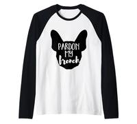 Pardon My French - Adopta a un Perro Bulldog Gym Frenchie como Mascota Camiseta Manga Raglan