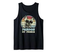 Pardon My French - Retro Funny Frenchie | Bulldog Francés Camiseta sin Mangas