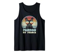 Pardon My French - Retro Funny Frenchie | Bulldog Francés Camiseta sin Mangas
