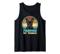 Pardon My French - Retro Funny Frenchie | Bulldog Francés Camiseta sin Mangas