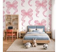 Pared 3D Seda Papel Pintado Murales Lazo De Encaje, Papel Pintado De Fotografía De Estilo Retro Femenino, Rosa Decoración Mural De Pared Para Sala De Estar 300x210cm