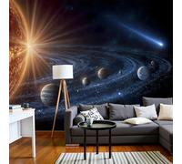 Pared 3D Seda Papel Pintado Murales Sistema Solar Planetas Cometas, Papel Pintado De Fotografía De Universo De Ciencia Ficción, Azul Profundo Decoración Mural De Pared Para Sala De Estar 200x140cm