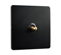 Pared de acero inoxidable de 86 mm para interruptor de luz, con palanca de latón, 1 o 2 vías, para hogares, oficinas, hoteles o fábricas, compatible con lámparas de ahorro de nervios y otras (1 banda)