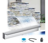 Pared de cascada de acero inoxidable para jardines, patios y piscinas. Fuente empotrable de 50 cm para estanques y decoración al aire libre (plata)