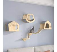 Pared de escalada para gatos con casa para gatos, muebles modernos de pared para gatos grandes, estantes de pared para gatos, escalador de gatos, parque infantil para gatos activos