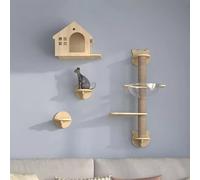Pared de escalada para gatos con casa para gatos, muebles modernos de pared para gatos grandes, estantes de pared para gatos, escalador de gatos, parque infantil para gatos activos