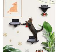 Pared de escalada XL para gatos de madera de abedul, juego de 3 escaleras para gatos con superficies rascadas, montaje en pared, escalera para gatos, red de escalada para gatos