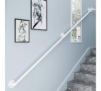 Pared de hierro forjado blanco de 30 a 600 cm, longitud ajustable para escaleras interiores y exteriores, barandilla de metal de 480 cm para escalones seguros y elegantes