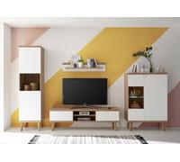 Pared de Salón Merle Módulo 3-teilig Roble Riviera Blanco Mate 77826861