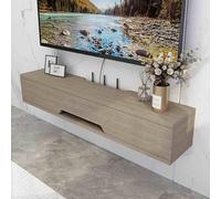 Pared de televisión flotante montada, consola de medios Alto Brillante Moderno con armarios de almacenamiento y puerta de la persiana superior para el salón y el dormitorio, elegante armario