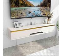 Pared de televisión flotante montada, consola de medios Alto Brillante Moderno con armarios de almacenamiento y puerta de la persiana superior para el salón y el dormitorio, elegante armario