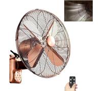 Pared del ventilador, un ventilador de metal retro para la industria nacional con mando a distancia,Ventilador industrial de 3 velocidades,potente enfriamiento,par(Size:45cm/18inch,Color:Bronce rojo)