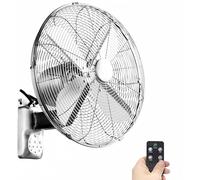 Pared del ventilador, un ventilador de metal retro para la industria nacional con mando a distancia,Ventilador industrial de 3 velocidades,potente enfriamiento,par(Size:40cm/16inch,Color:plata)
