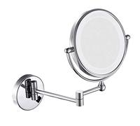 Pared Espejo de Maquillaje con Luz LED, Espejo de Aumento de Pared Extensible, Espejo de Tocador Baño de Doble Cara Plegable, 360° Giratorio, 10 x Aumento, 20cm de Diámetro,8inch10X