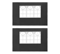 Pared Lateral de Carpa para Fiestas, 2 Piezas con Ventana, PE Resistente a los Rayos y Al Agua, Fácil Instalación y Fijación Estable, Uso en Exteriores Durante Todo el Año, el (Antracita)