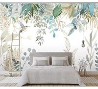 Pared Papel 3D Papel Pintado Murales Plantas Tropicales, Hojas, Flores Y Pájaros. Dormitorio Sala Tv Fondo Decoración de Pared decorativos Murales 350cmX250cm
