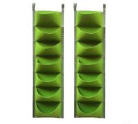 Pared vertical de jardín, 7 bolsillos de fieltro para colgar bolsas de cultivo para balcón, ahorro de espacio, jardineras resistentes montadas en la pared con ganchos para hierbas (verde)