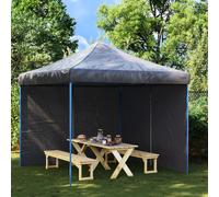 vidaXL 2X Pared Lateral Carpa Fiesta Cremallera PE Antracita Cenadores Patio