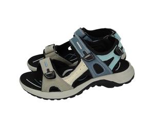Paredes VP22176 Sandalias Mujer, Color Azul y salmón, Piso de Goma y Velcro para Ajustar al pie, Ideales para Usar en Verano Mujer Sandalias Azul-SALMÓN 38