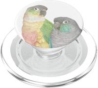 Pareja Amante Verde mejillas Conure Loro Acuarela Pintura PopSockets PopGrip para MagSafe
