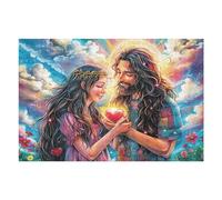 Pareja Amor corazón fe Religiosa Espiritual Puzzle 1000 Piezas Obra De Arte Premium Rompecabezas Familiar para Adultos Aliviar Estrés Decoración Hogar Moderno 1000 PCS