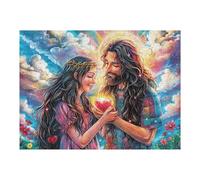 Pareja Amor corazón fe Religiosa Espiritual Puzzle 500 Piezas Educativo Familiar Rompecabezas 3D para Toda La Familia Aliviar Estrés Decoración Hogar Portátil 500 PCS