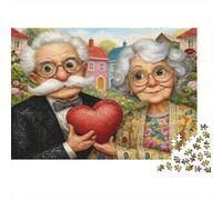 Pareja Anciana Amor Puzzle 1000 Piezas, Momento Romántico, Piezas Precisión, Colores Vivos, Arte Detallado para Adultos, 38x26cm