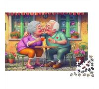 Pareja Anciana Beso Rompecabezas de 1000 Piezas para Adultos Pareja Linda Comparte Dulce Beso Premium Grueso Desafiante Duro Alivio del Estrés Regalo Familiar 52x38cm/1000pcs