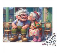 Pareja Anciana Beso San Valentín Rompecabezas de 1000 Piezas Regalo para Adultos Abuela BESA a Abuelo Dulcemente Premium Resistente Vibrante Desafiante Alivio del Estrés 70x50cm/1000pcs