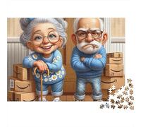 Pareja anciana Caricatura Escena hogar Puzzle para Adultos Puzzle de 1000 Piezas Relajante Regalo Decoración 52x38cm/1000pcs