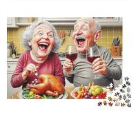 Pareja Anciana Cenando Rompecabezas de 1000 Piezas Regalo Festivo para Adultos Pareja Feliz Fiesta Premium Grueso Resistente Desafiante Alivio del Estrés 70x50cm/1000pcs