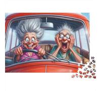 Pareja Anciana Conduciendo Rompecabezas de 1000 Piezas para Hombres Mujeres Adultos Abuela Conduce Abuelo Entra en Pánico Premium Grueso Desafiante Alivio del Estrés 52x38cm/1000pcs