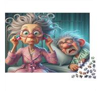 Pareja Anciana Hora Dormir Rompecabezas de 1000 Piezas Difícil para Adultos Abuela Abuelo Salón Premium Grueso Resistente Vibrante Alivio del Estrés Juego 52x38cm/1000pcs