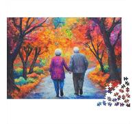 Pareja Anciana Paseando Puzzle 1000 Piezas, Paseo Otoñal Juntos, Relajante, Antiestrés, Cartón Reciclado para Adultos y Niños, 38x26cm