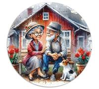 Pareja Anciana Patio Rural Puzzle de 1000 Piezas Puzzle para Adultos Papel Relajante Decoración Familiar Regalo 1000pcs (67.5x67.5cm)