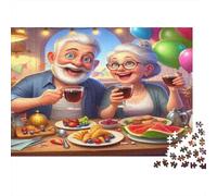 Pareja Ancianos celebra Puzzles 1000 Piezas De Cartón Grueso Rompecabezas Anti Estrés Adultos para Noche De Juegos como Regalo Original 38x26cm/1000pcs