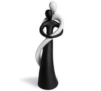 Pareja armónica en blanco y negro - escultura pintada a mano de 27cm de altura - elegante estatua como símbolo de amor y afecto - figura decorativa perfecta como regalo