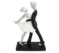 Pareja Bailando Escultura Moderna Simple Innovadora Resina Hecha a Mano Pareja Bailando Estatua Abstracta Plata (Abrazando la danza del ballet doble)