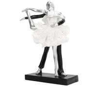 Pareja Bailando Escultura Moderna Simple Innovadora Resina Hecha a Mano Pareja Bailando Estatua Abstracta Plata (Danza de ballet para dos personas)