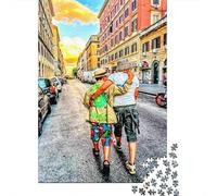 Pareja Caminando en la Ciudad Puzzle de 1000 Piezas Cartón Puzzle para Adultos Escena Urbana Juego de Puzzle 1000 Piezas Relajación Hogar Regalo 52x38cm/1000pcs