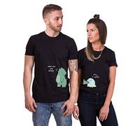 Pareja Camisetas para Mujer y Hombre Couple T-Shirt Dinosaurio Couple tee Shirt Parejas Tops Animados Verano Hermana Manga Corta Negro 1 Pieza