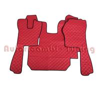 Pareja De Alfombrillas + Funda De Eco Cuero Roja Para Scania Serie R Hasta 2010