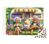 Pareja de Ancianos Camping Rompecabezas 1000 Piezas Papel Ecológico para Niños Principiantes, Ultra Difícil, Actividad Post-Clase, Mejor Calificado para Niños 52x38cm/1000pcs
