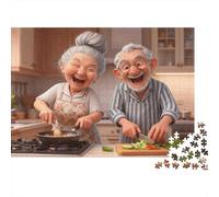 Pareja de Ancianos Cocinando Puzzle de 1000 Piezas para Adultos Juego de Puzzle 1000 Piezas Relajación Hogar Regalo 70x50cm/1000pcs