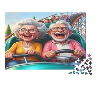 Pareja de Ancianos en la montaña Rusa Puzzle 1000 Piezas Papel Reciclado para Adultos Puzzle para Adultos Imposible difícil desafiante Juego Familiar Divertido Excelente Idea de Regalo