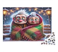 Pareja de Ancianos en un Acogedor Invierno Puzzles 1000 Piezas Papel Reciclado para Adultos Puzzle para Adultos Juego difícil y desafiante Excelente Idea de Regalo Partir de 12 años 38x26cm/1000pcs