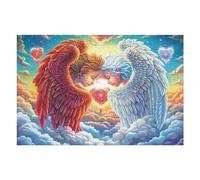 Pareja de ángeles alas Blancas Rompecabezas 1000 Piezas Cartón Grueso para Mayores Noches Juegos Familiares Estimulación Mental Regalo San Valentín 1000 PCS