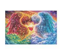 Pareja de ángeles alas Rojas Azules Puzzle 1000 Piezas Cartón Resistente para Niños Mayores 14 Años Estimulación Cerebral Entretenimiento Sin Pantalla 1000 PCS