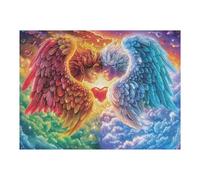 Pareja de ángeles alas Rojas Azules Puzzle 500 Piezas Papel Mayores Terapia Ocupacional Alivio Estrés Tiempo Libre En Casa Regalo Original 500 PCS